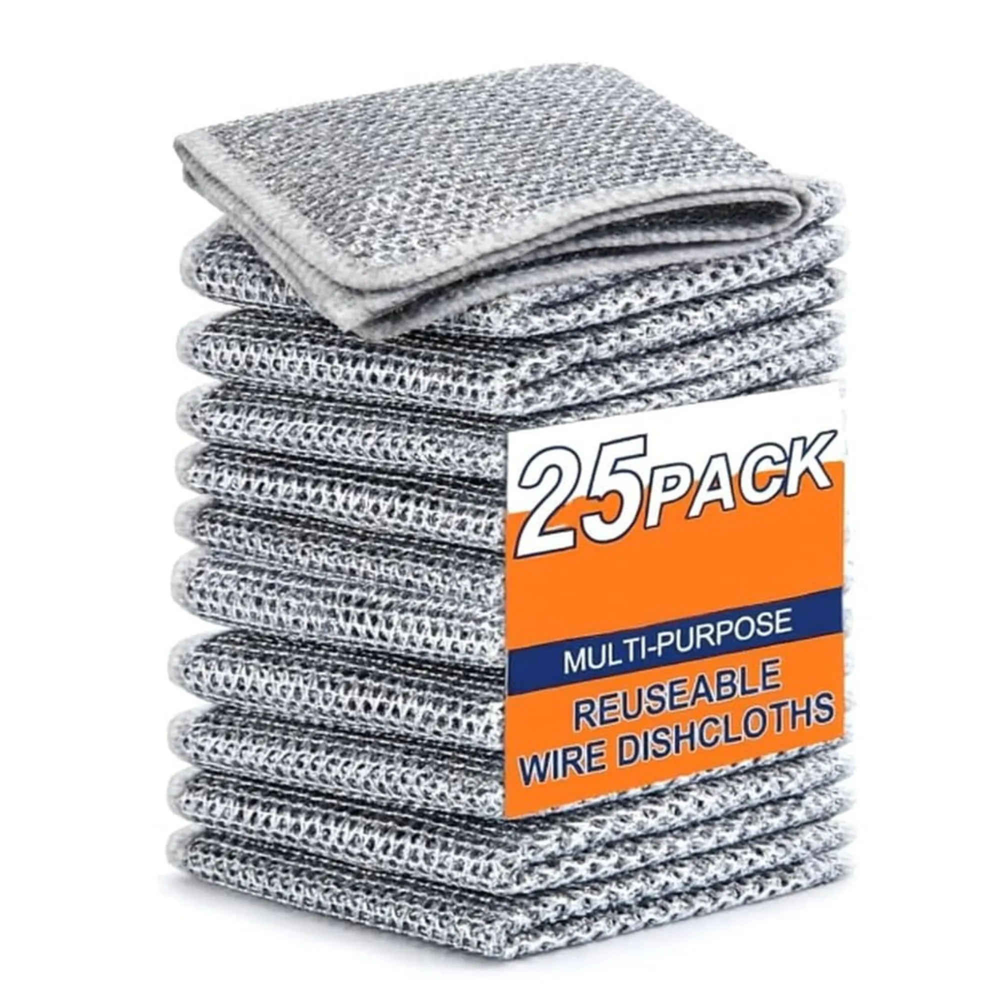 non scratch wire dishcloth, TEKCOOL dishcloth, steel scrubber cloth, wire dishwashing rag, non scratch kitchen scrubber, reusable wire cleaning cloth, multipurpose wire rag