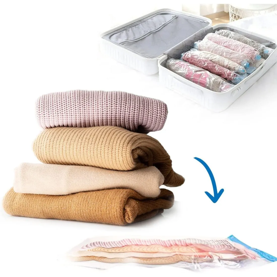 vacuum storage bags, space saver bags, compression bags, Smart Saver vacuum bag, blanket storage bag, zip vacuum bag, airtight storage bag, travel compression bag