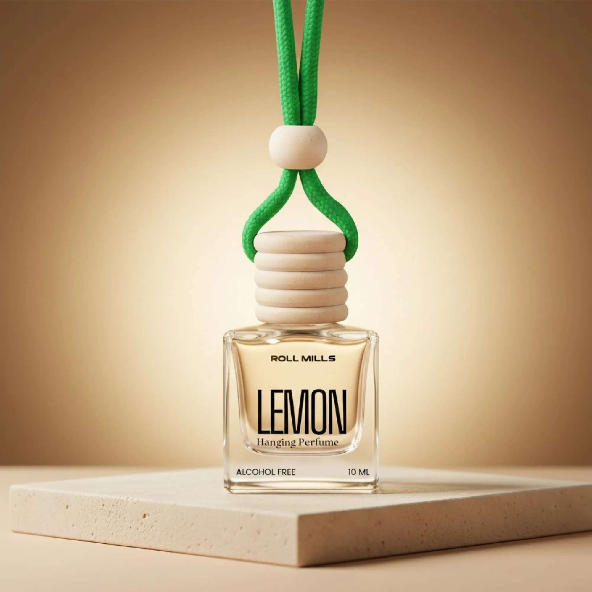 Roll Mills Alcohol-Free Lemon Hanging Car Perfume – 10ml Long-Lasting Citrus Fresh Aroma Diffuser for Car, Home & Office