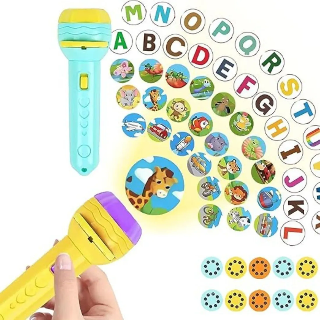 kids projector torch, slide flashlight, Graphene projector torch, educational torch, projection toy, night light projector, mini slide torch, torch with slides, kid’s storytelling torch, learning flashlight