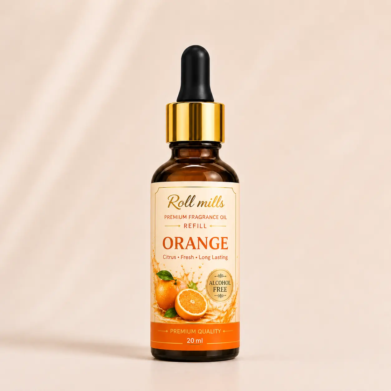 orange fragrance oil, alcohol free citrus, roll mills refiller