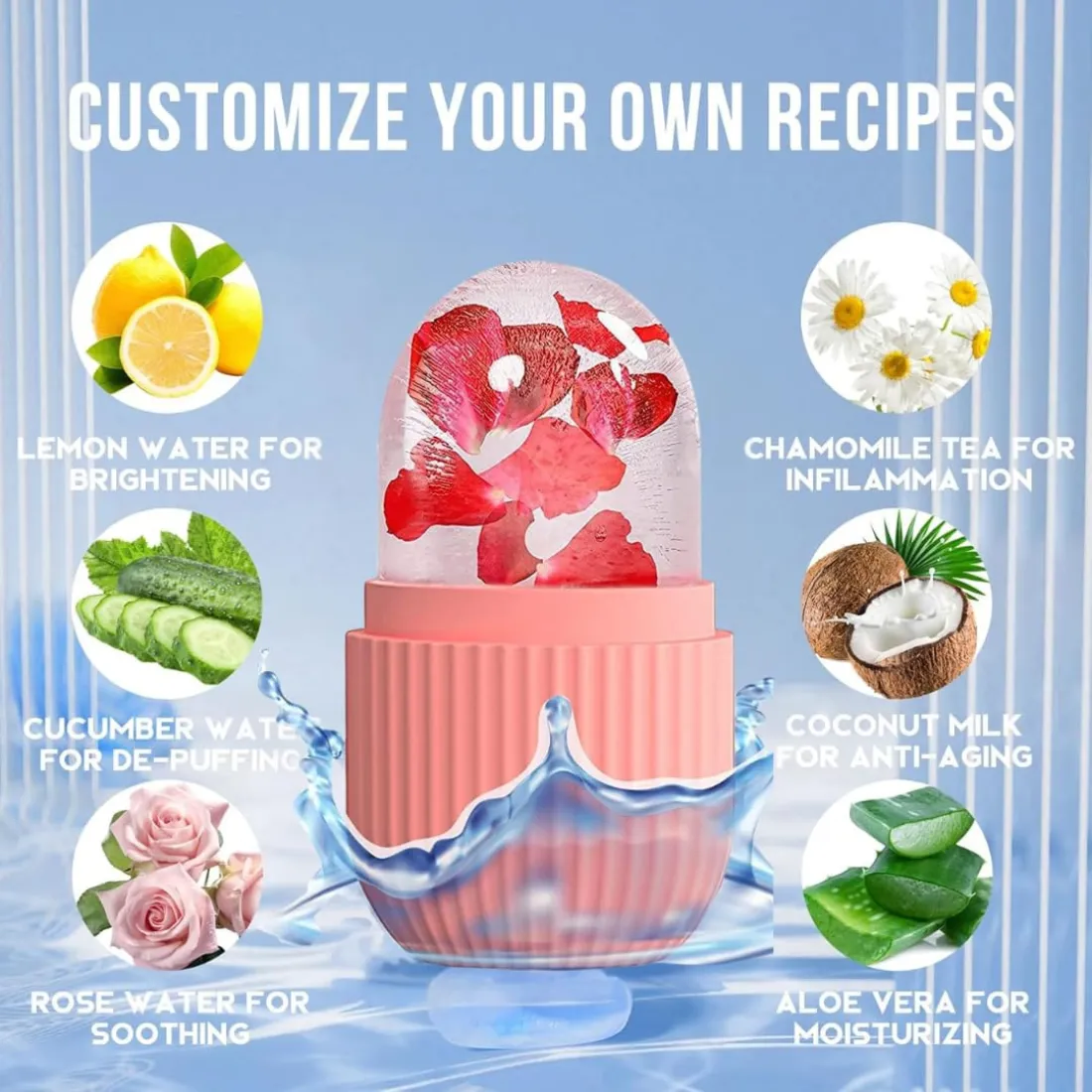 ice roller, KLOY ice roller, face ice roller, puffy eye roller, silicone ice massager, cryo facial roller, refrigerator face roller, KLOY facial roller