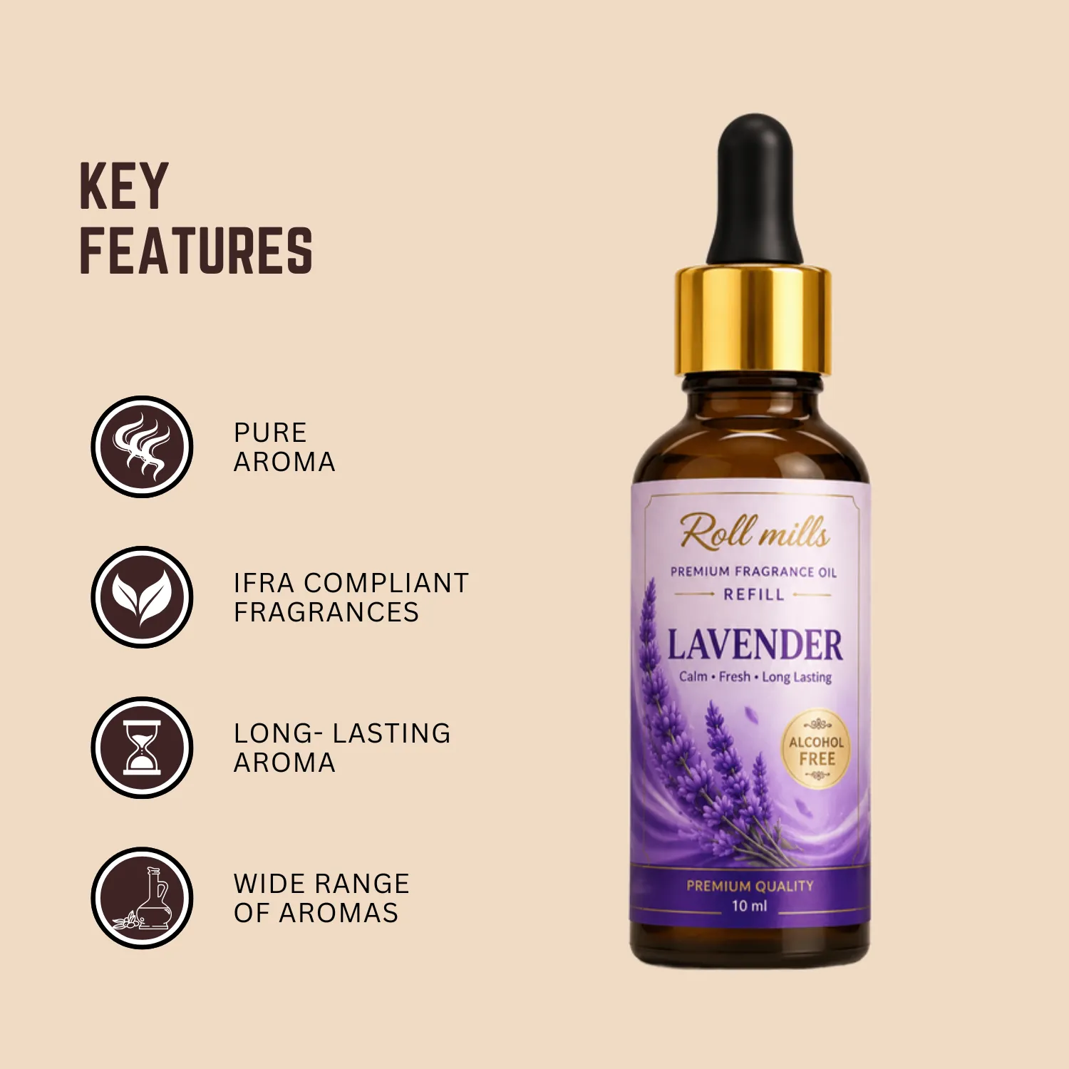 lavender fragrance oil, alcohol free lavender, roll mills refiller
