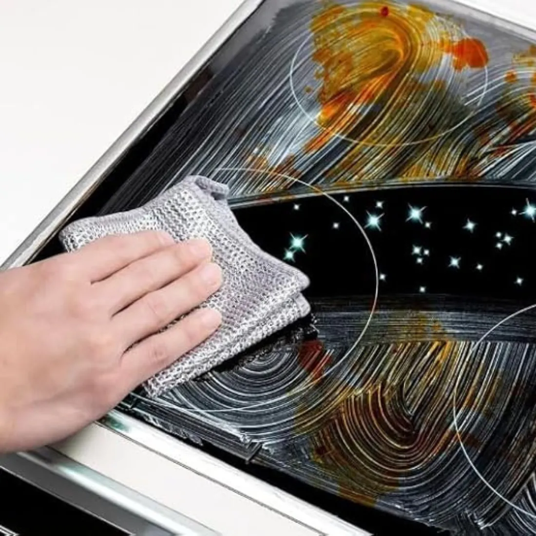 non scratch wire dishcloth, TEKCOOL dishcloth, steel scrubber cloth, wire dishwashing rag, non scratch kitchen scrubber, reusable wire cleaning cloth, multipurpose wire rag