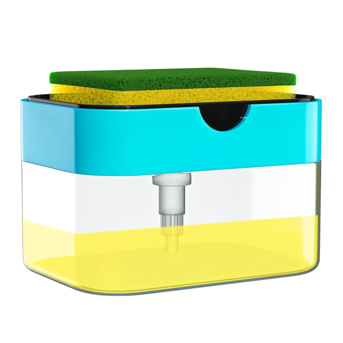 soap dispenser, double layer soap pump, kitchen sink organizer, dishwasher liquid holder, sponge holder, sink soap pump, multi-colour dispenser
