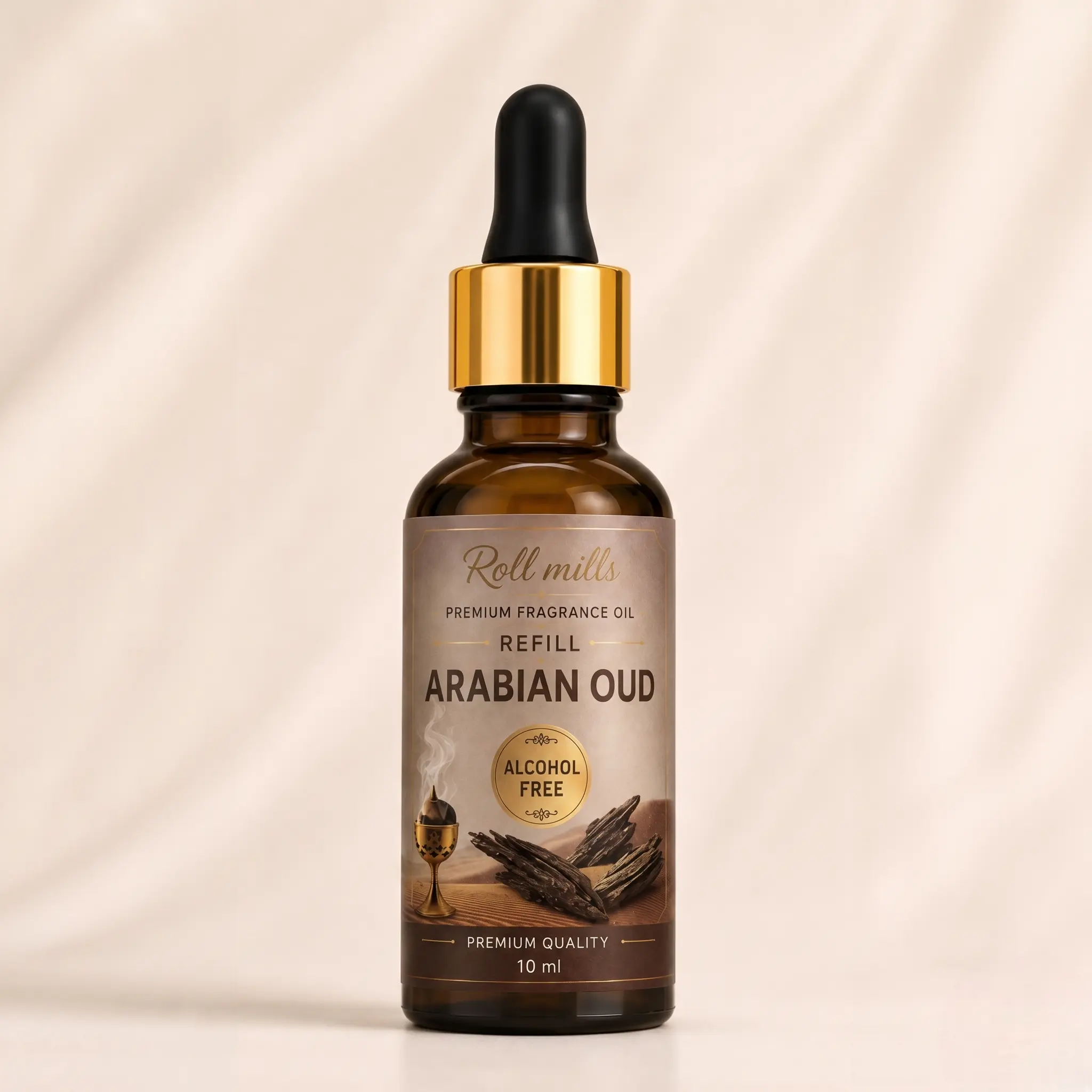 arabian oud fragrance oil, alcohol free oud, roll mills refiller