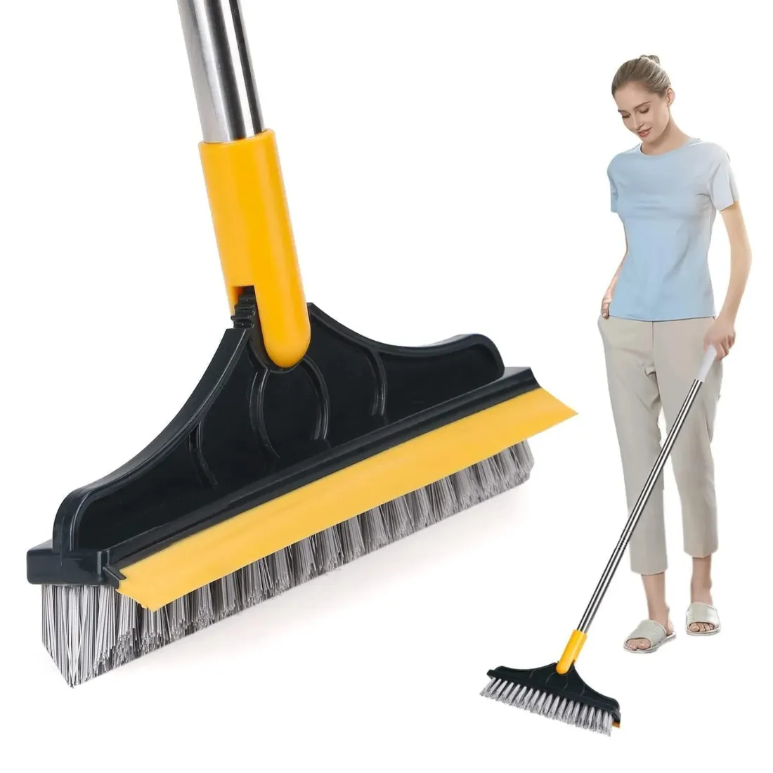 3-in-1 Bathroom Cleaning Brush – 180° Rotating Scrubber with Long Handle & Wiper