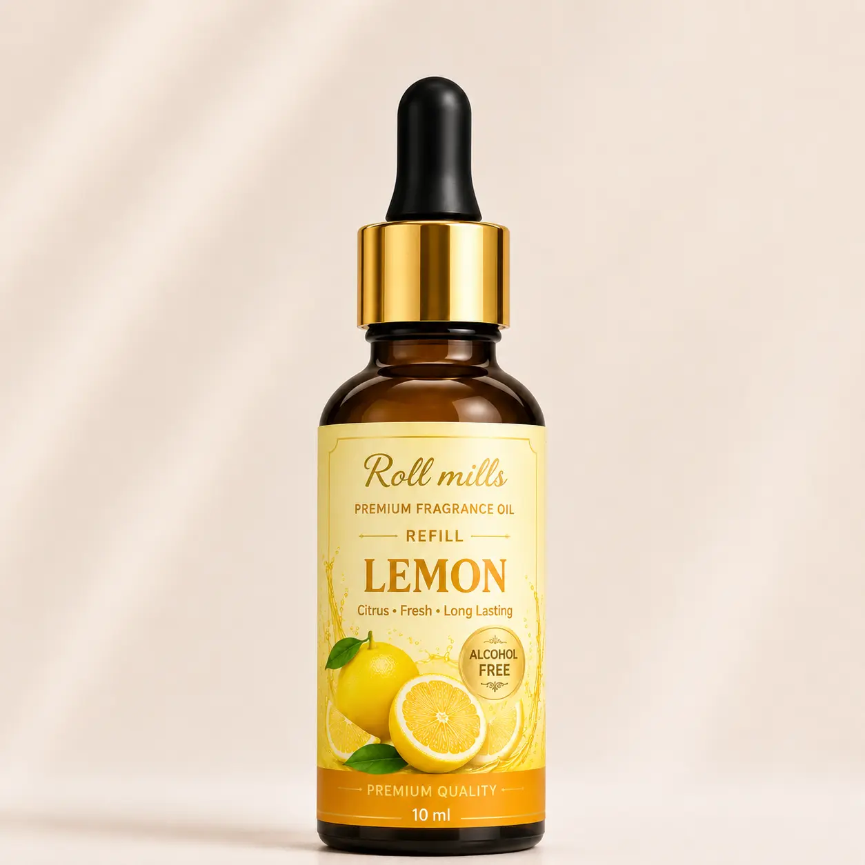 lemon fragrance oil, alcohol free citrus scent, roll mills refiller