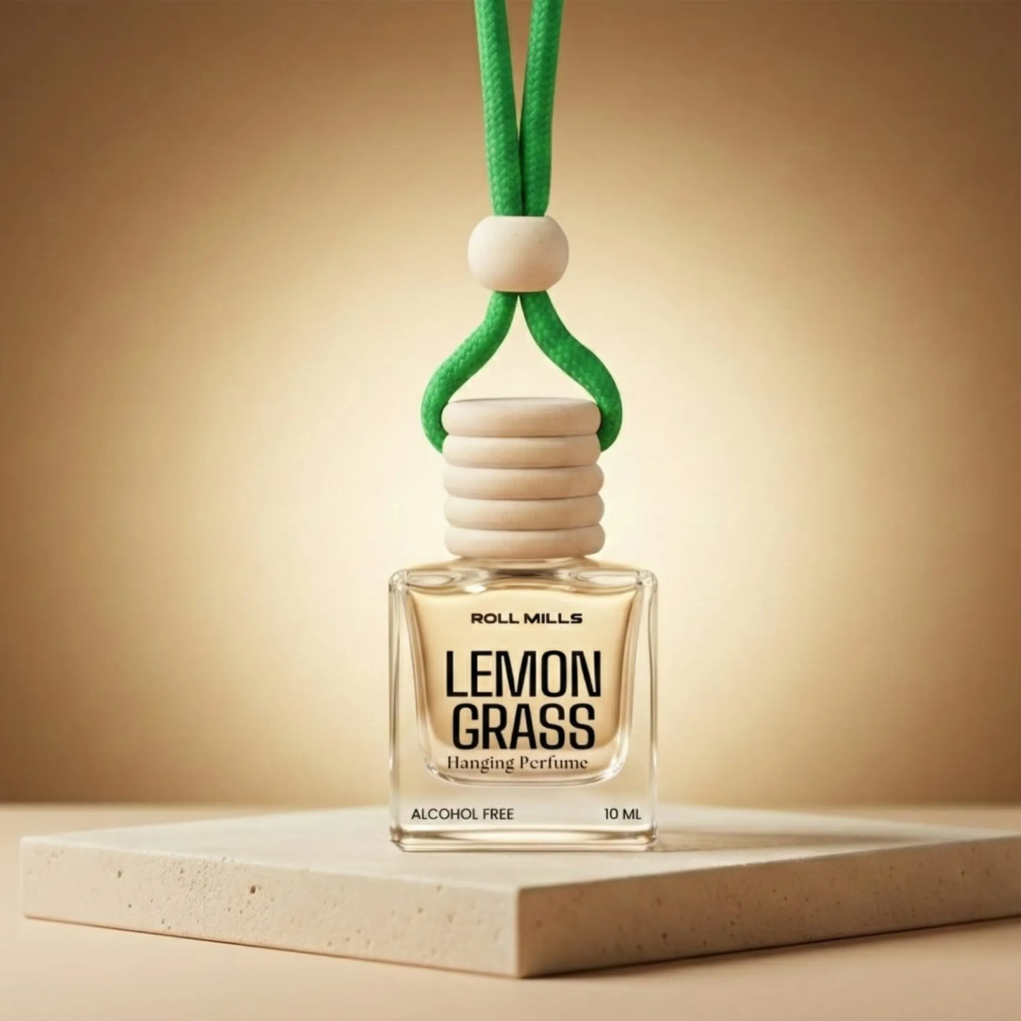 Roll Mills 10ml Alcohol-Free Lemongrass Car Hanging Perfume – Fresh, Natural, Long-Lasting Aroma Diffuser