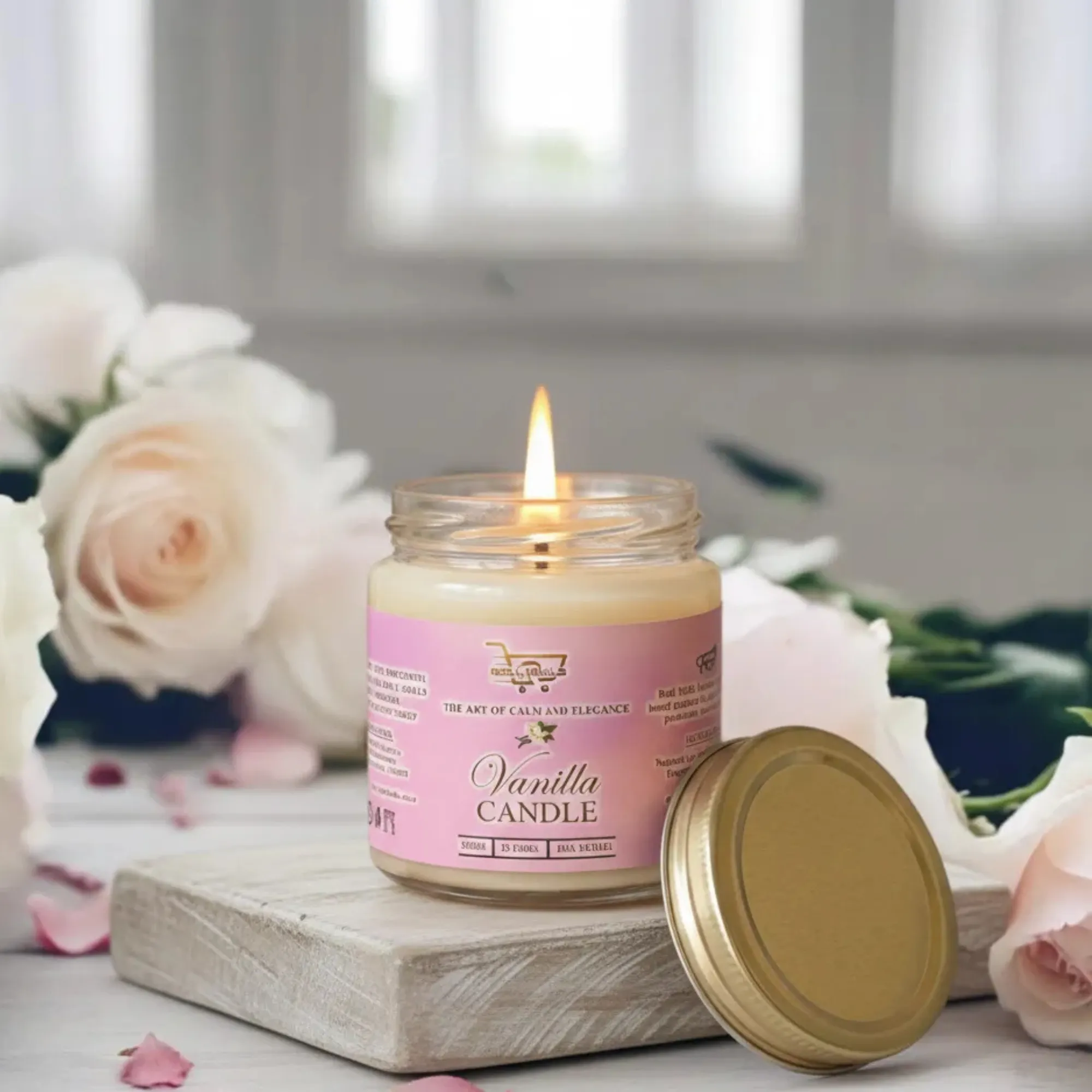 vanilla scented candle, sweet aroma candle, vanilla fragrance candle, jar candle for home décor, cozy scented candle, aromatherapy vanilla candle, long burning candle, premium wax candle, home fragrance candle, natural vanilla candle