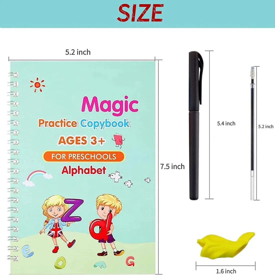Sank Magic, practice copybook, calligraphy practice, reusable writing workbook, preschool handwriting, tracing book, groove writing book, magic practice book, kids lettering kit, number tracing book