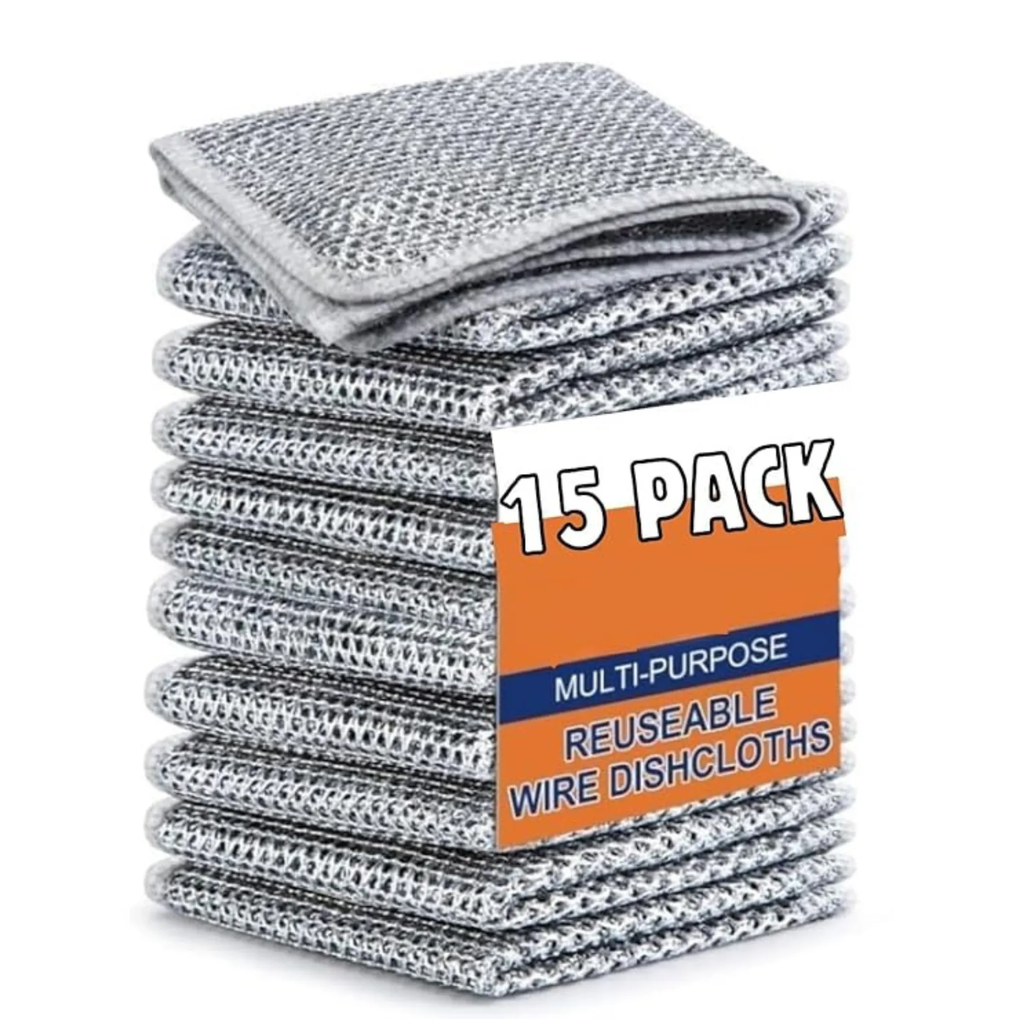 non scratch wire dishcloth, TEKCOOL dishcloth, steel scrubber cloth, wire dishwashing rag, non scratch kitchen scrubber, reusable wire cleaning cloth, multipurpose wire rag