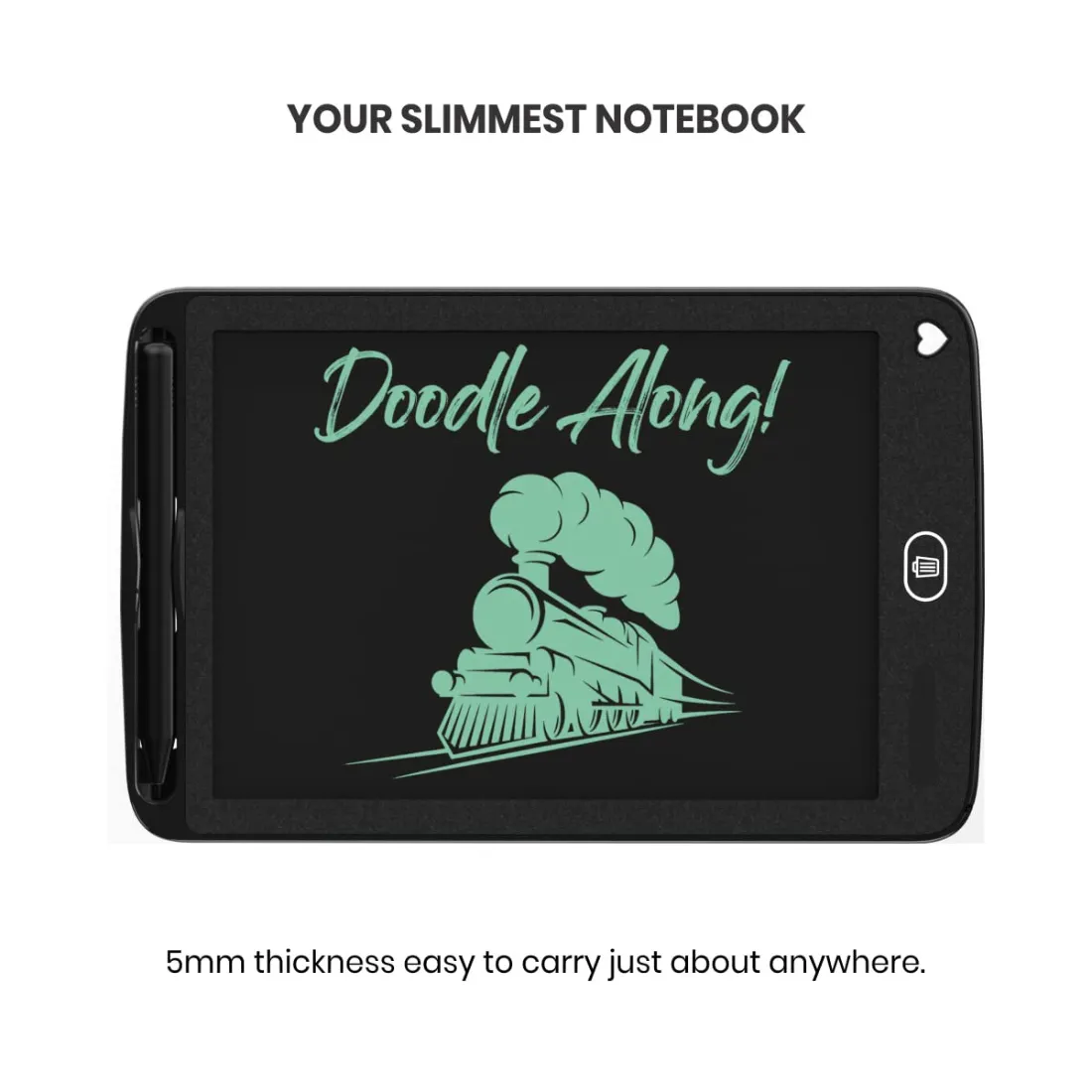 LCD writing pad, Portronics RuffPad, 12 inch writing tablet, re-writable pad, Portronics 12E, RuffPad app, paperless notebook